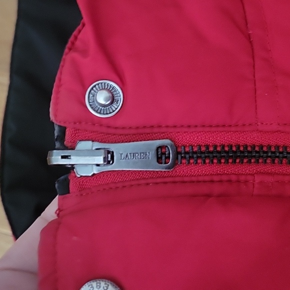 Men's Lauren Ralph Lauren Reversible Puffer Vest Down Filled Red Black Medium - Picture 5 of 8